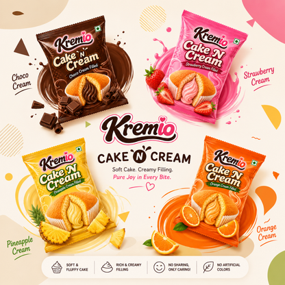 small cream filled cupcake for kids in packet