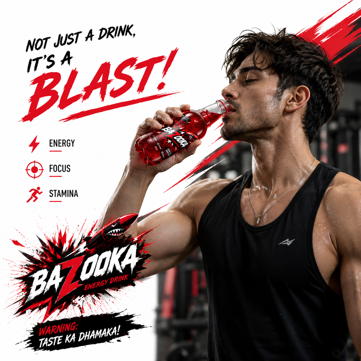 red color energy drink in 250 ml bottle